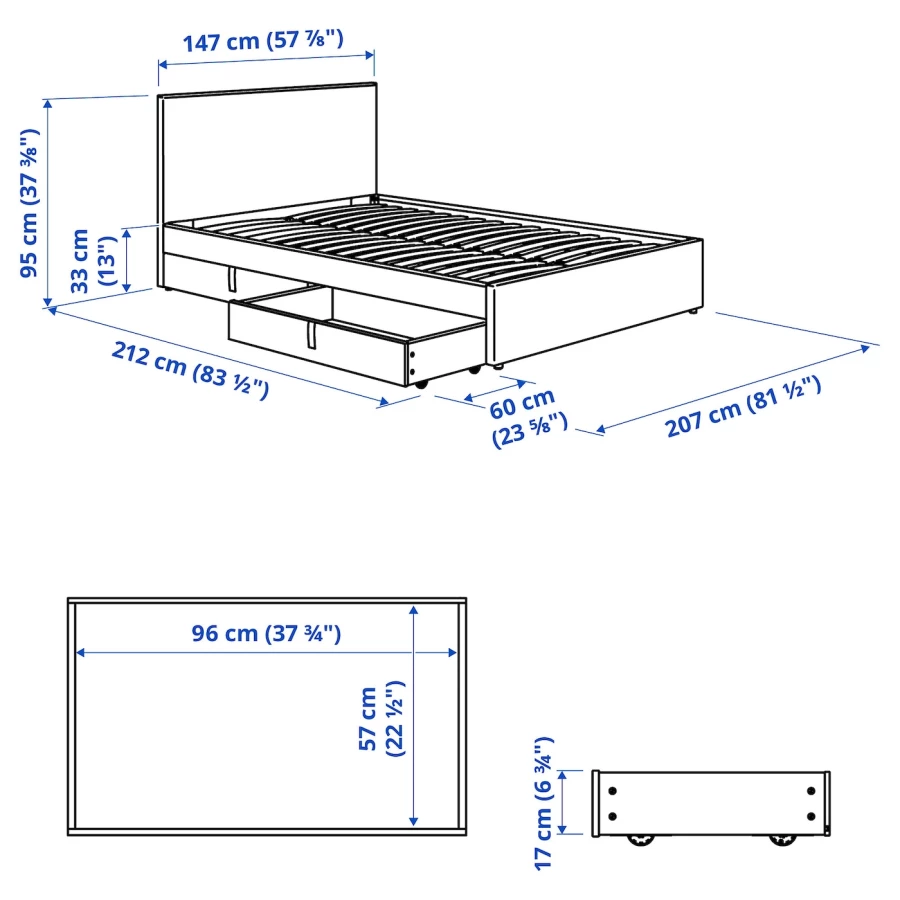 Основание двуспальной кровати - IKEA GLADSTAD, 200х140 см, светло серый, ГЛАДСТАД ИКЕА (изображение №9)