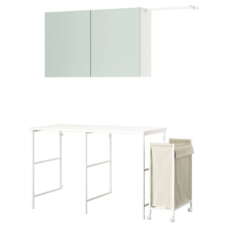 Комбинация для ванной - IKEA ENHET, 139х63.5х90.5 см, белый/светло-зеленый, ЭНХЕТ ИКЕА (изображение №1)