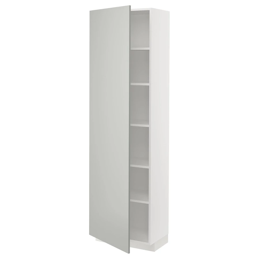 Высокий шкаф с полками - IKEA METOD/МЕТОД ИКЕА, 200х37х60 см, белый/серый (изображение №1)