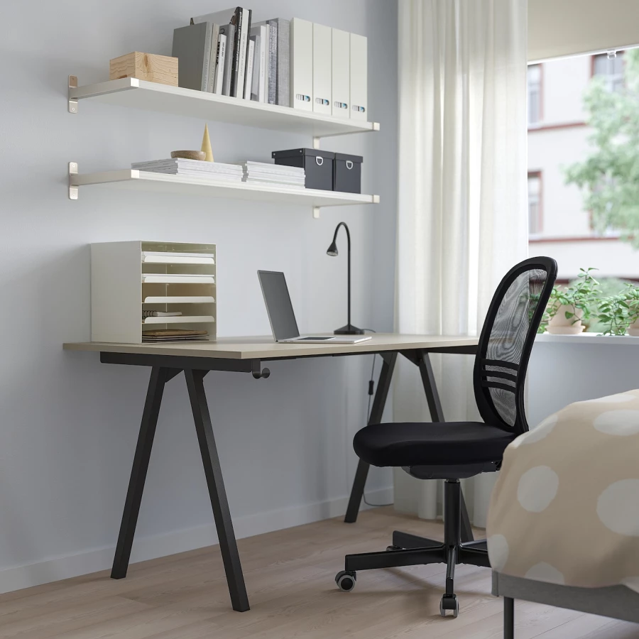 Письменный стол - IKEA TROTTEN, 140х80 см, бежевый/антрацит, ТРОТТЕН ИКЕА (изображение №8)