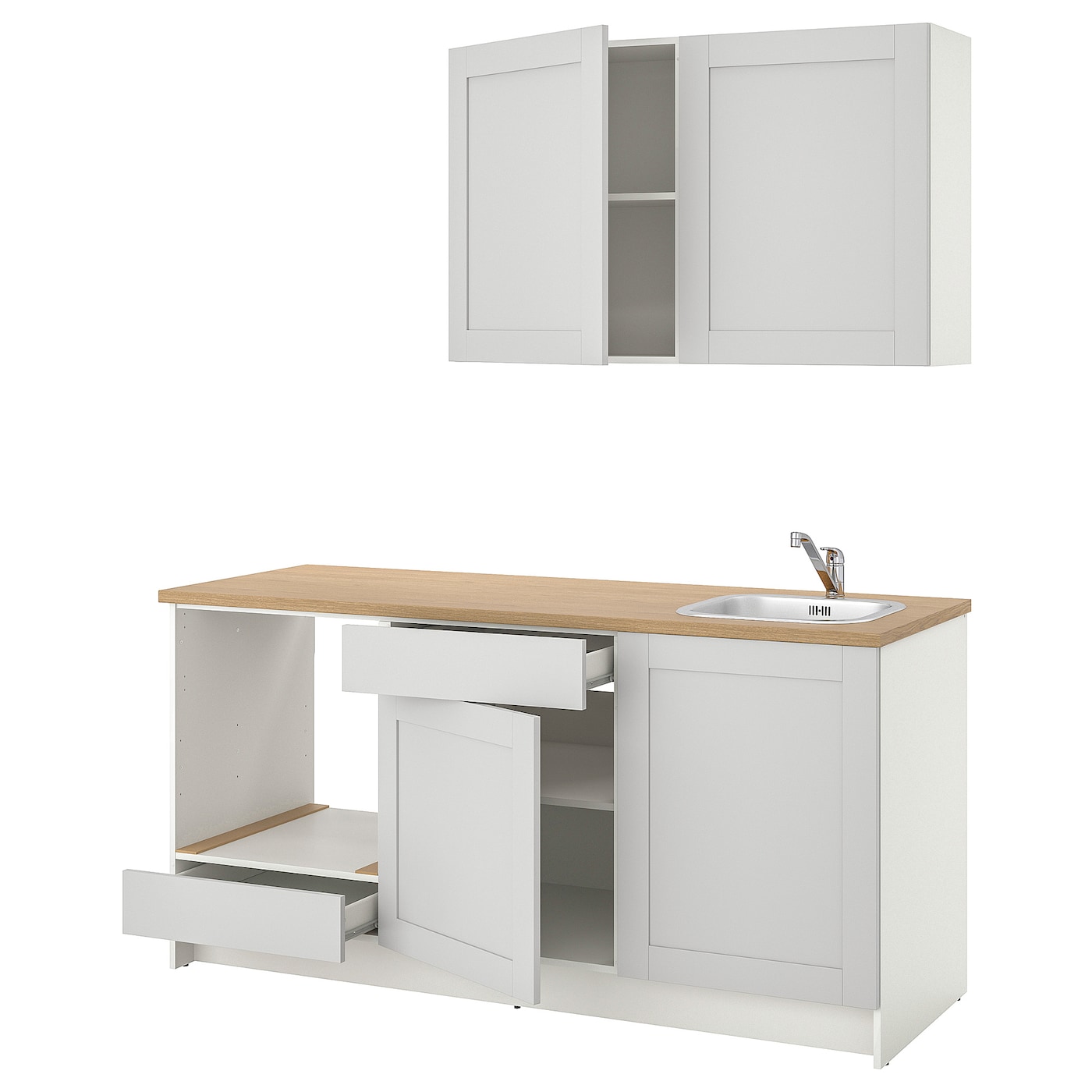 Кухонная комбинация для хранения - KNOXHULT IKEA/ КНОКСХУЛЬТ ИКЕА, 180 см, бежевый/серый