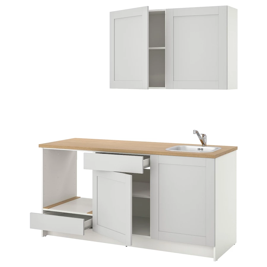 Кухонная комбинация для хранения - KNOXHULT IKEA/ КНОКСХУЛЬТ ИКЕА, 180 см, бежевый/серый (изображение №1)