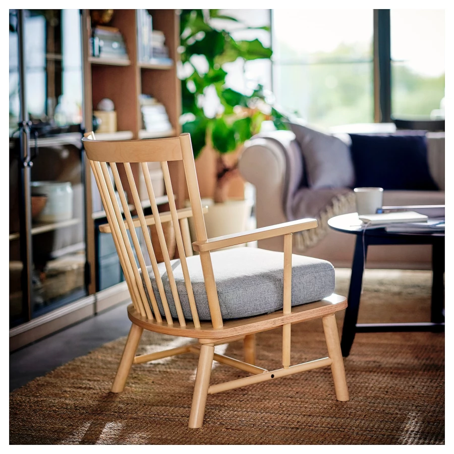Кресло - IKEA PERSBOL, 69х70х84 см, бежевый/серый, ПЕРСБОЛ ИКЕА (изображение №3)