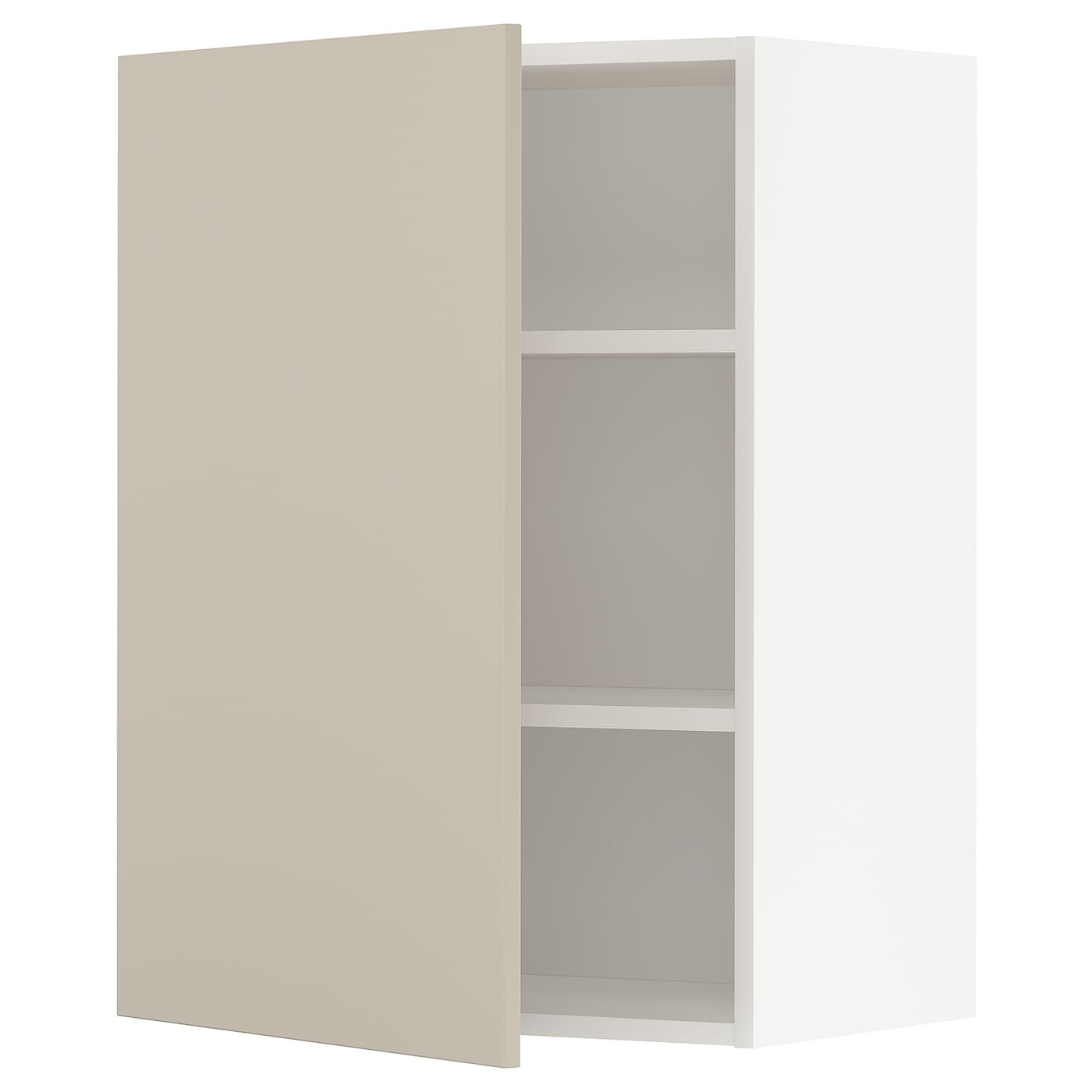 Навесной шкаф с полкой - METOD IKEA/ МЕТОД ИКЕА, 80х60 см, белый/светло-коричневый
