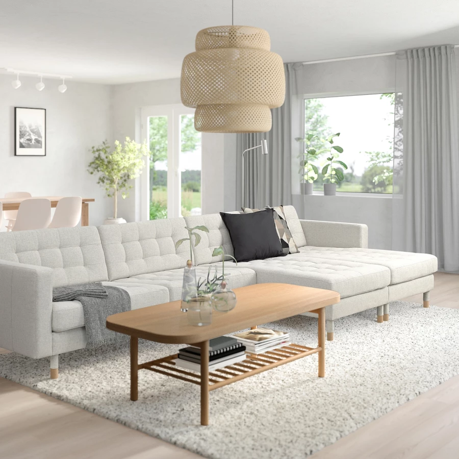 5-местный диван с шезлонгом - IKEA LANDSKRONA, 78x360см, светло-серый, ЛАНДСКРУНА ИКЕА (изображение №2)