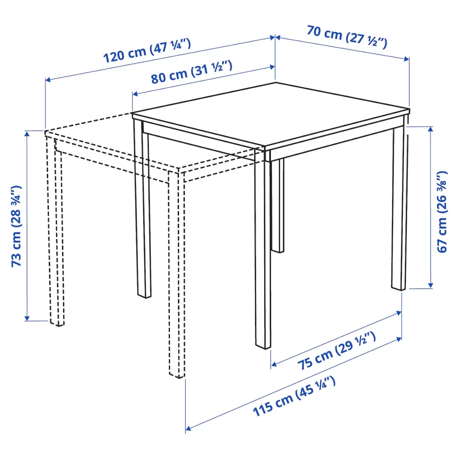 Набор кухонных столов - VANGSTA/KÄTTIL IKEA/ВАНГСТ/КЭТТИЛ ИКЕА, 120х80 см, белый/серый (изображение №7)