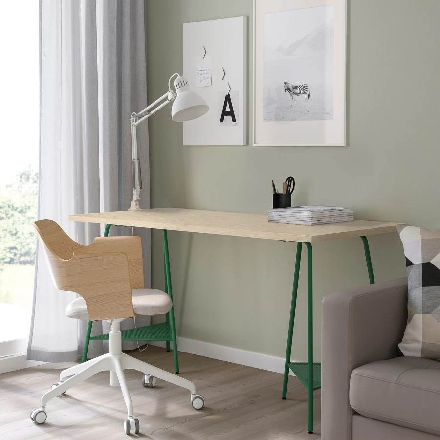 Письменный стол - IKEA MITTCIRKEL/TILLSLAG, 140х60 см, сосна/зеленый, МИТЦИРКЕЛЬ/ТИЛЛЬСЛАГ ИКЕА (изображение №6)