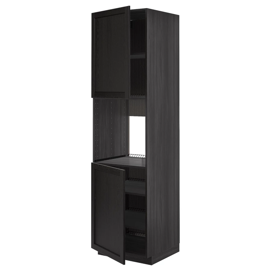 Кухонный шкаф-пенал - IKEA METOD/МЕТОД ИКЕА, 220х60х60 см, черный (изображение №1)