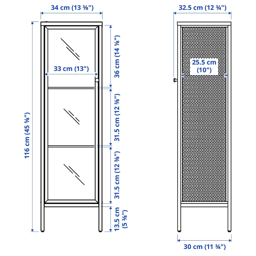 Шкаф со стеклянными дверцами - BAGGEBO IKEA/ БАГГЕБО ИКЕА, 116х34 см, белый (изображение №11)