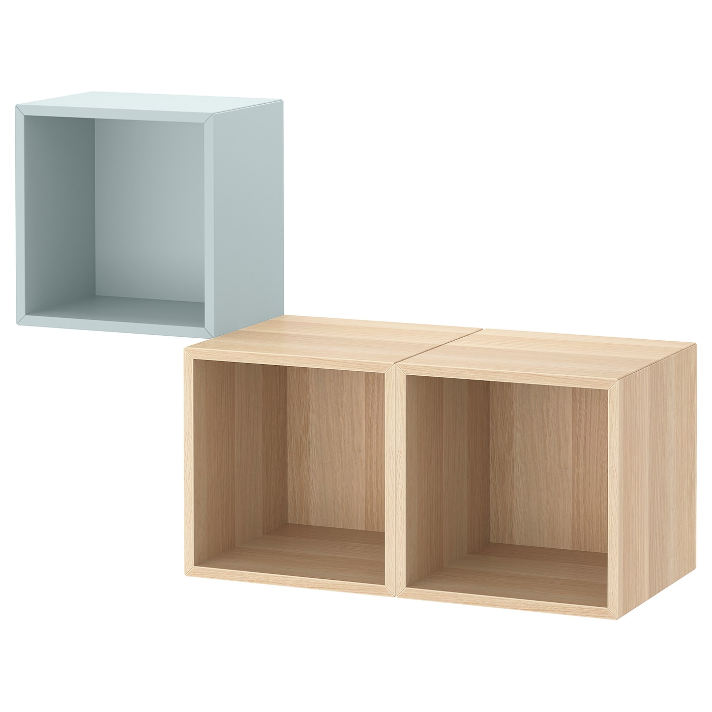 Комбинация для хранения - EKET IKEA/ ЭКЕТ ИКЕА,  105х70 см,  под беленый дуб  /бледно-голубой