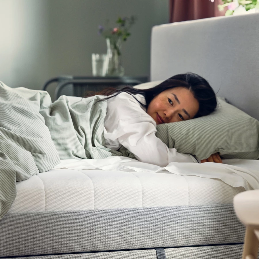 Матрас для односпальной кровати - AFJALL  IKEA/ АФЬЕЛЛЬ ИКЕА, 90x200 см, белый (изображение №4)