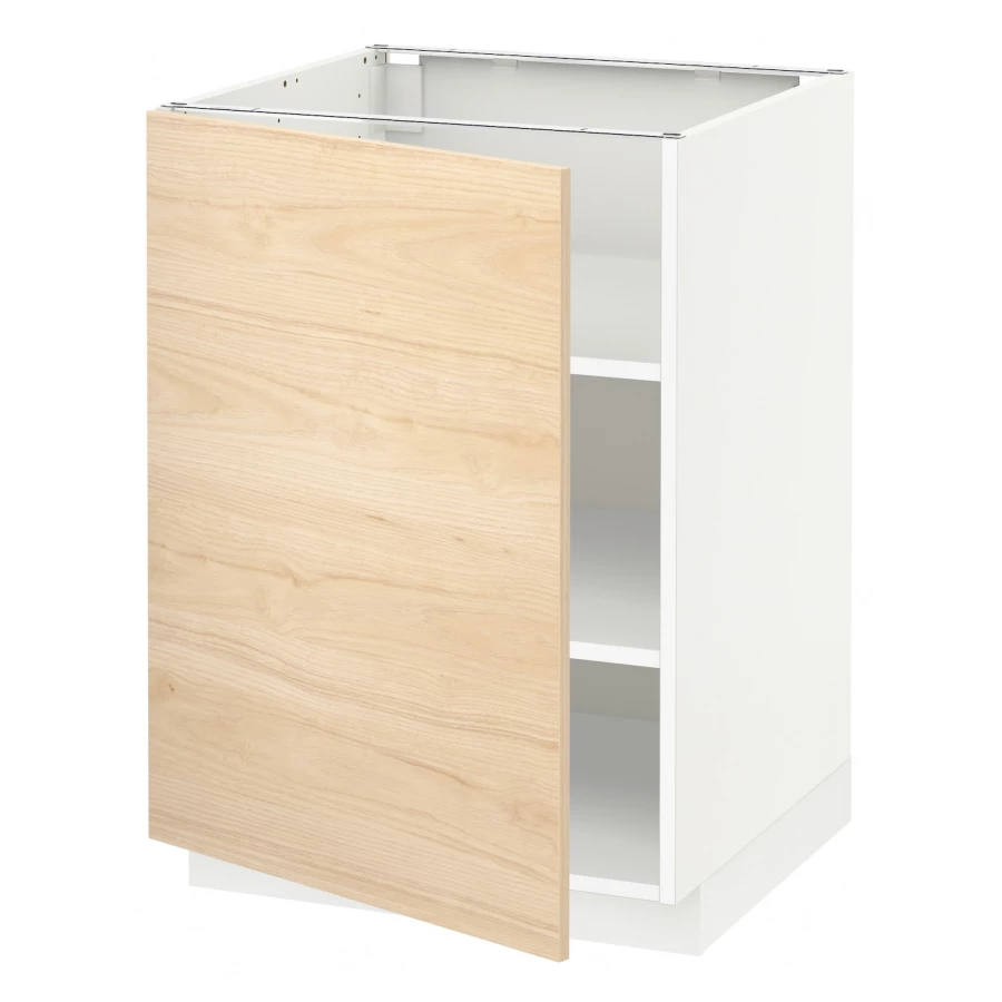 Напольный шкаф с полками - IKEA METOD, 60х60 см, белый/под беленый дуб МЕТОД ИКЕА (изображение №1)