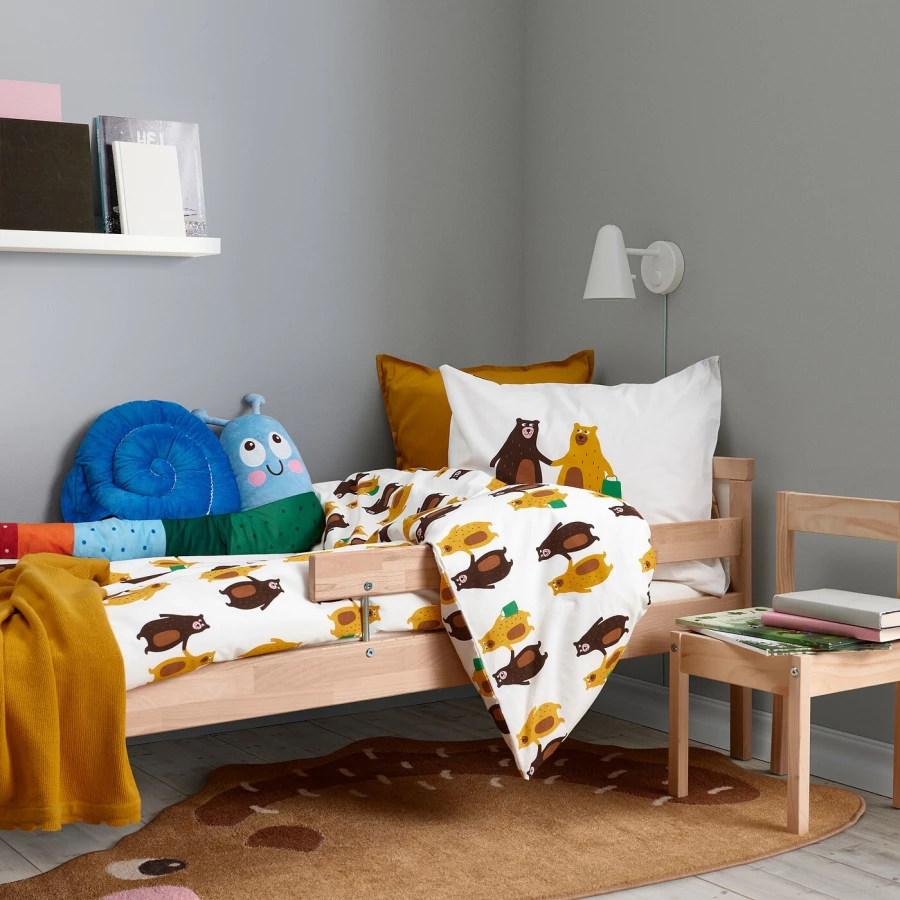 Пододеяльник и наволочка - BRUMMIG IKEA/БРУММИГ ИКЕА,  150x200/50x60 см, белый с рисунком (изображение №8)