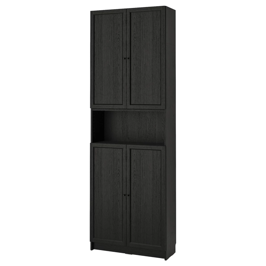 Книжный шкаф -  BILLY / OXBERG IKEA/ БИЛЛИ/ ОКСБЕРГ ИКЕА, 80х30х237 см,черный (изображение №1)