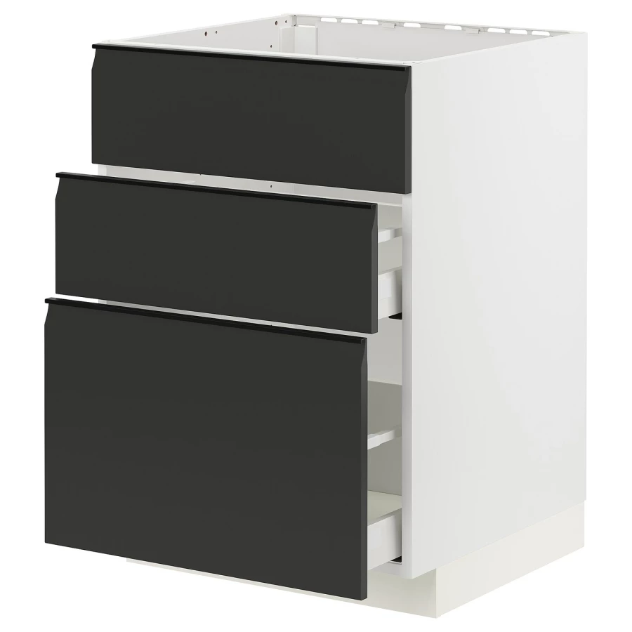 Напольный кухонный шкаф  - IKEA METOD MAXIMERA, 88x61,6x60см, белый/черный, МЕТОД МАКСИМЕРА ИКЕА (изображение №1)