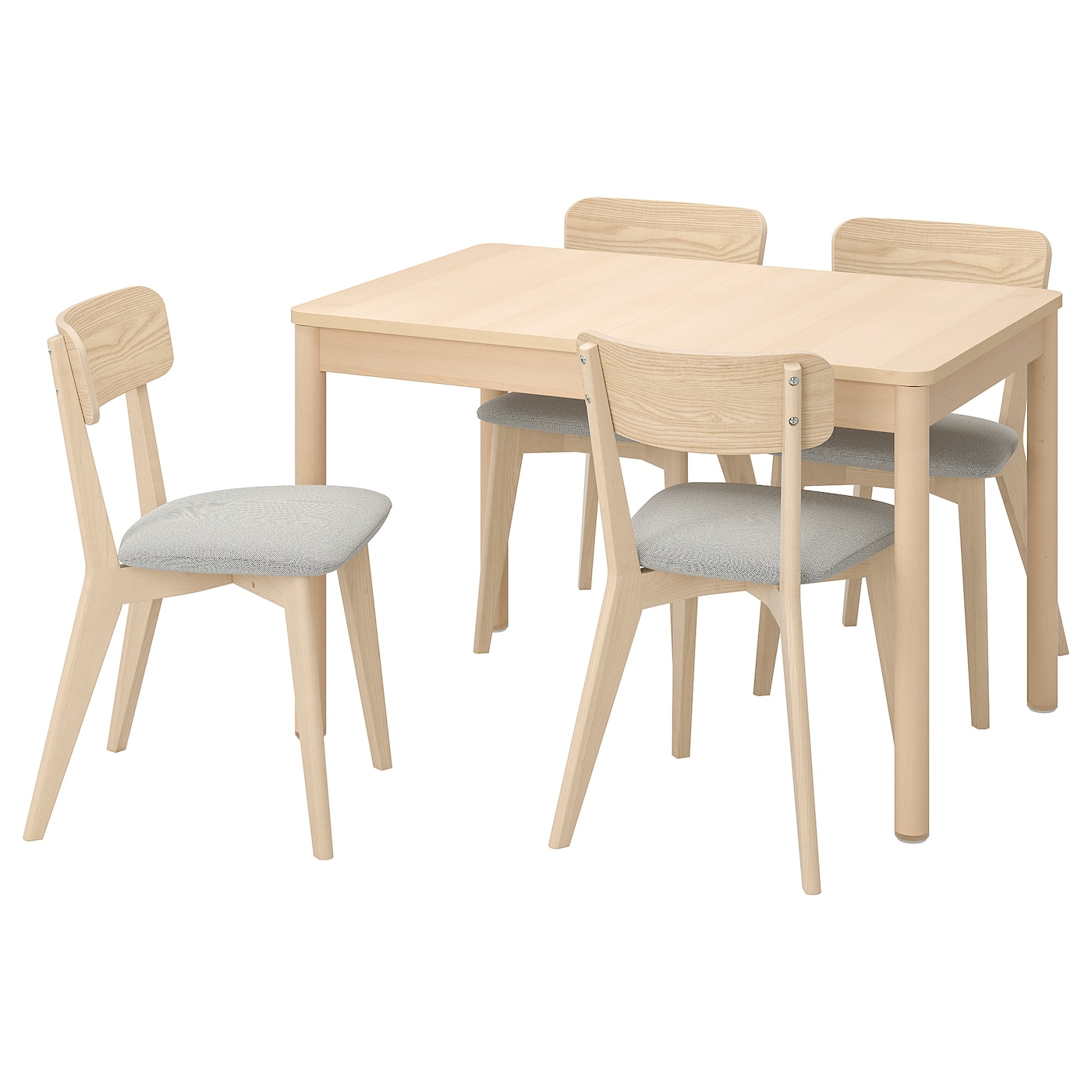 Стол и 4 стула - RÖNNINGE / LISABO/ RОNNINGE  IKEA/ РЕННИНГЕ/ ЛИСАБО ИКЕА,  118/173 см,  под беленый дуб / серый
