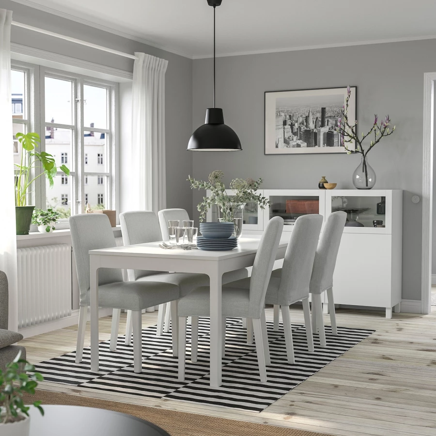 Стол и 6 стульев - EKEDALEN / BERGMUND IKEA/ ЭКАДАЛЕН /БЕРГМУНД ИКЕА, 240/180 см, белый/серый (изображение №2)