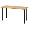 Письменный стол - IKEA ANFALLARE/ADILS, 140x65 см, бамбук/черный, АНФАЛЛАРЕ/АДИЛЬС ИКЕА