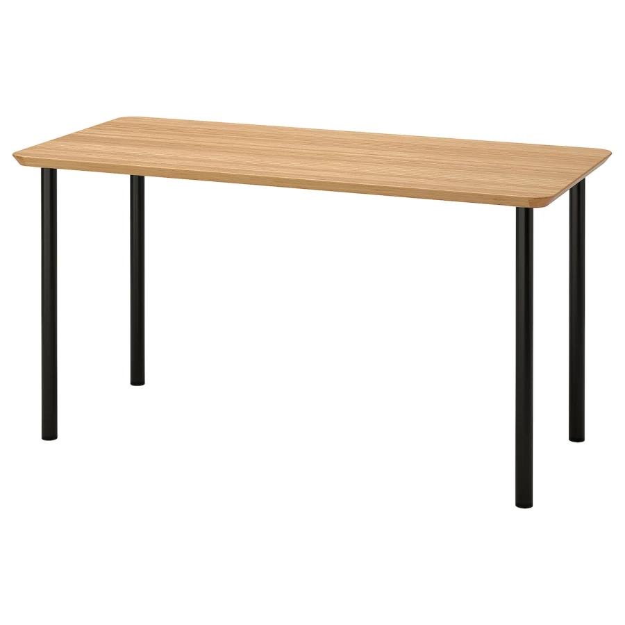 Письменный стол - IKEA ANFALLARE/ADILS, 140x65 см, бамбук/черный, АНФАЛЛАРЕ/АДИЛЬС ИКЕА (изображение №1)