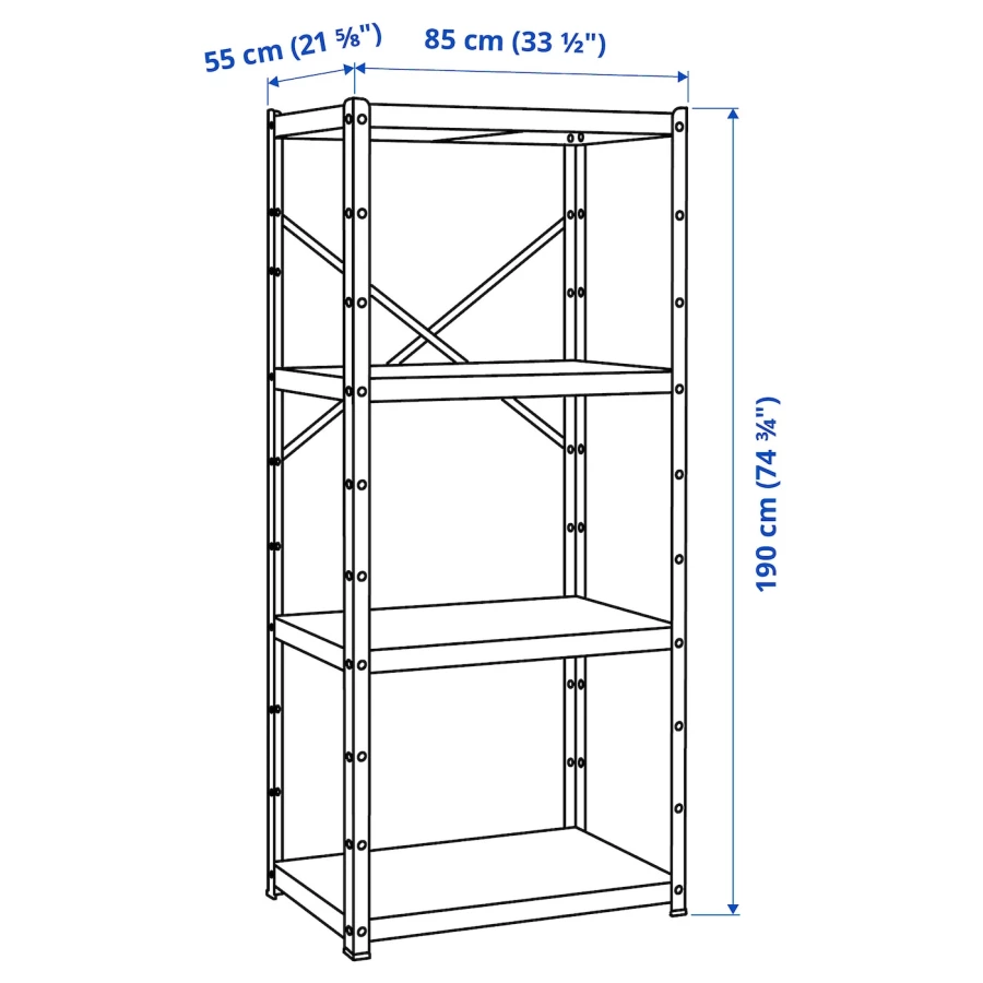 Стеллаж - IKEA BROR, 85х55х190 см, черный, БРУР ИКЕА (изображение №9)