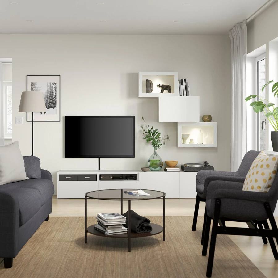 Тумба под телевизор - IKEA BESTÅ/BESTA, 240x42x190 см, белый, Бесто ИКЕА (изображение №3)
