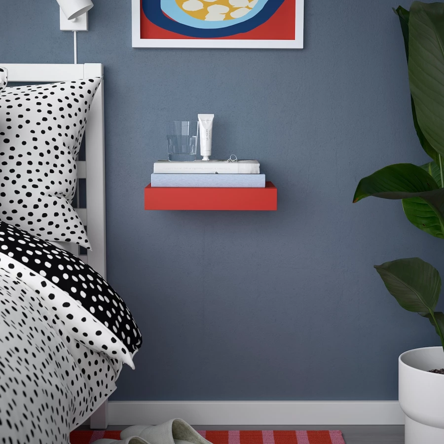 Полка настенная - LACK IKEA/ ЛАКК ИКЕА, 26х30 см, красный (изображение №3)
