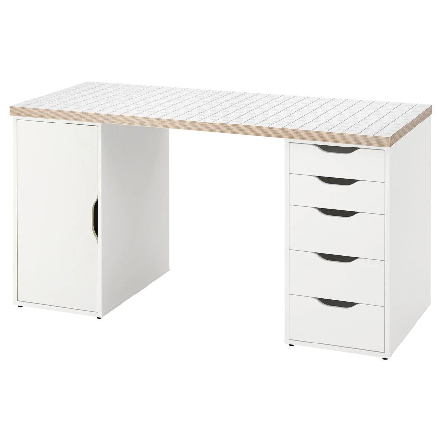 Письменный стол с ящиками - IKEA ALEX/АЛЕКС ИКЕА, 140x60 см, белый антрацит (изображение №1)