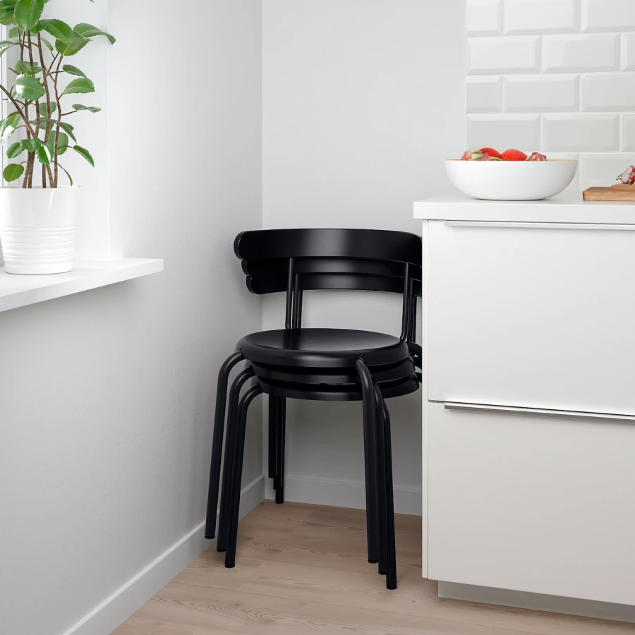 Деревянный стул - YNGVAR IKEA/ ИНГВАР ИКЕА, 71х53х51 см, черный (изображение №6)