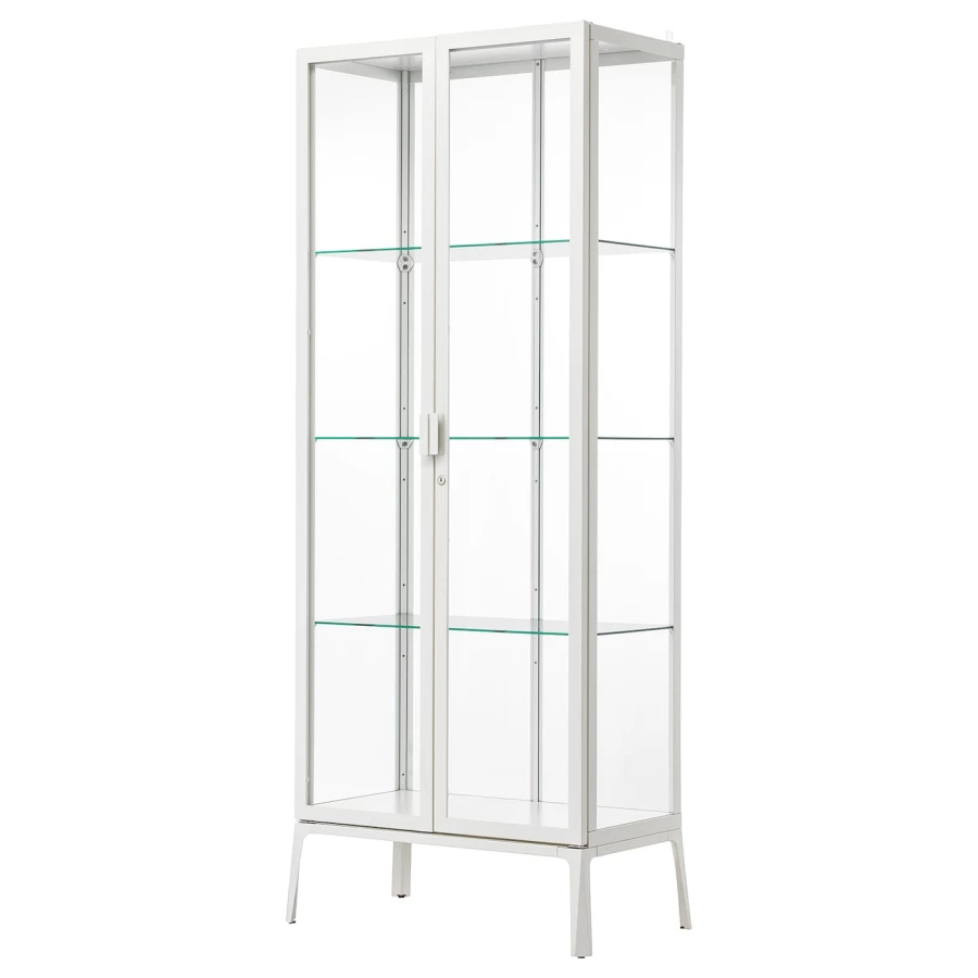 Шкаф состеклянными дверцами  - MILSBO IKEA/ МИЛСБО ИКЕА, 73x175х42 см, белый/прозрачный (изображение №1)