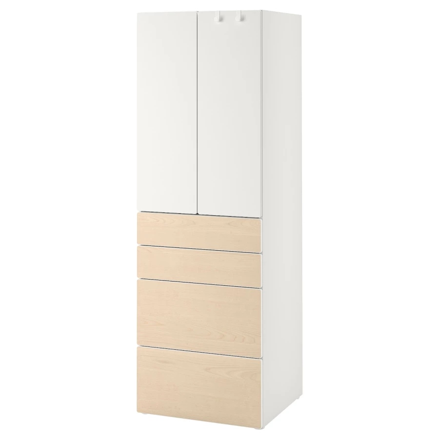 Шкаф - IKEA SMÅSTAD/PLATSA/SMASTAD/СМОСТАД/ПЛАТСА ИКЕА, 57х60х181 см, белый/бежевый (изображение №1)