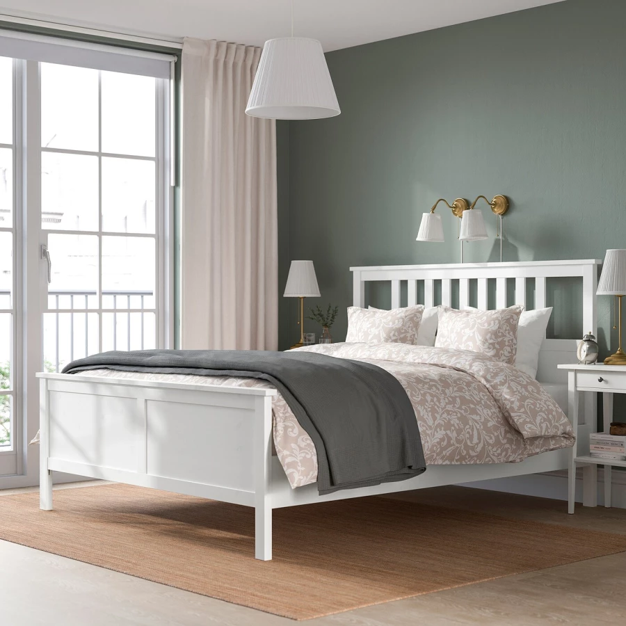 Каркас кровати - IKEA HEMNES, 200х160 см, жесткий матрас, белый, ХЕМНЕС ИКЕА (изображение №8)