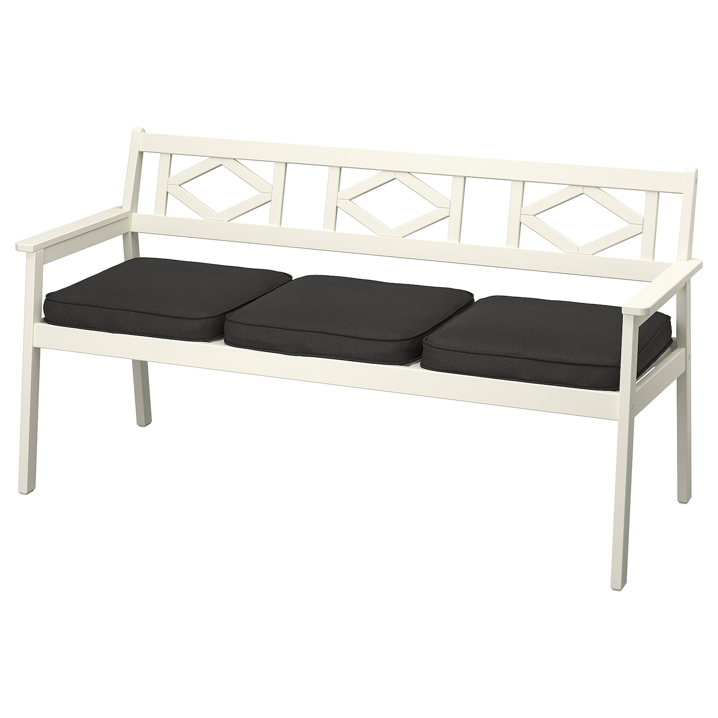 Скамья со спинкой - IKEA BONDHOLMEN/БОНДХОЛЬМЕН ИКЕА, 84х63х163 см, черный/белый