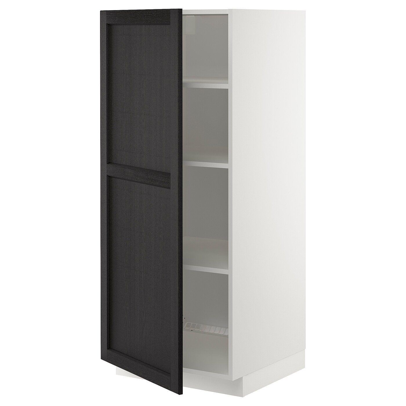 Высокий кухонный шкаф с полками - IKEA METOD/МЕТОД ИКЕА, 140х60х60 см, белый/черный