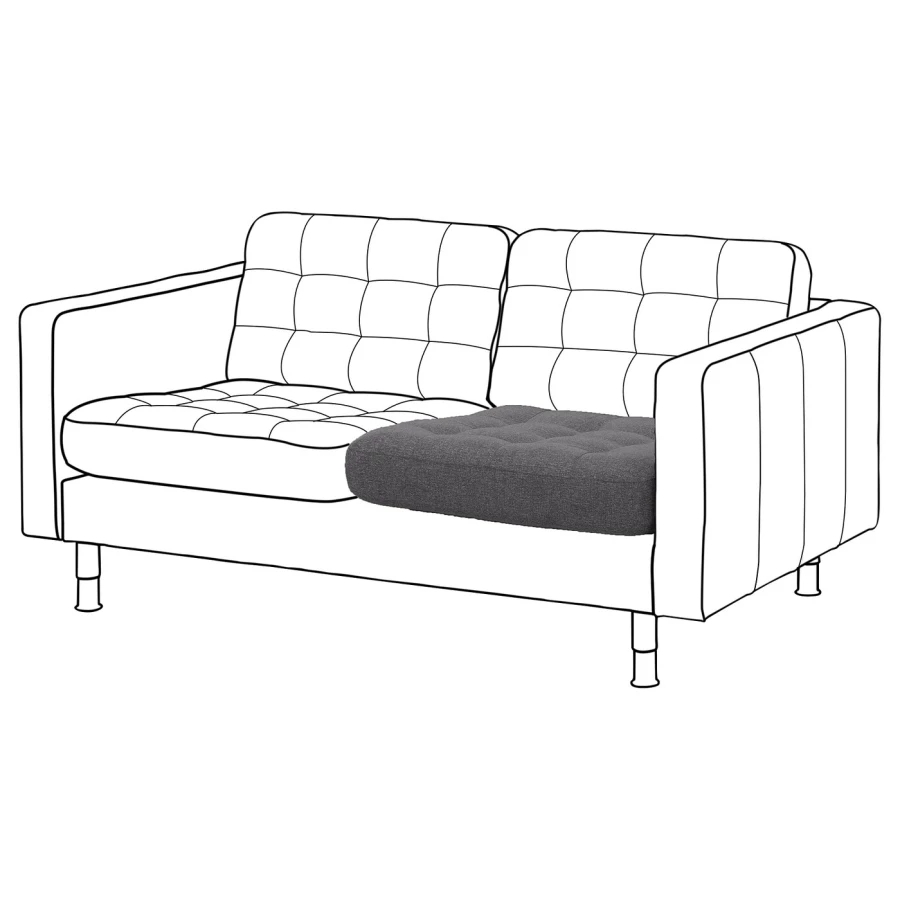 Подушка сиденья на диван - LANDSKRONA IKEA/ ЛАНДСКРУНА ИКЕА, 74х72х17 см, серый (изображение №2)