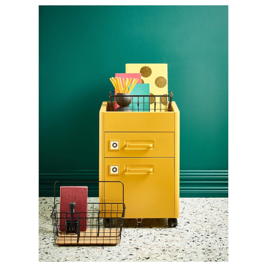 Тумба с ящиками на колесах - IKEA IDASEN/IDÅSEN, 42x61 см, золотисто-коричневый ИДОСЕН ИКЕА (изображение №4)
