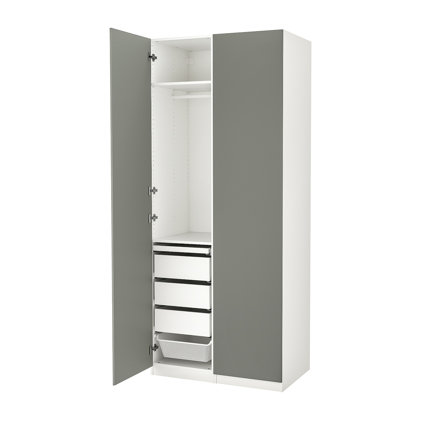 Шкаф - IKEA PAX/REINSVOLL/ПАКС/РЕИНСВОЛЛ ИКЕА, 60х100х236,4 см, белый/темно-серый