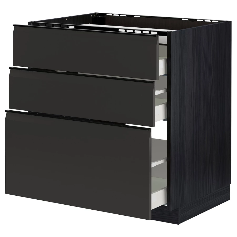 Напольный кухонный шкаф  - IKEA METOD MAXIMERA, 88x62x80см, черный, МЕТОД МАКСИМЕРА ИКЕА (изображение №1)