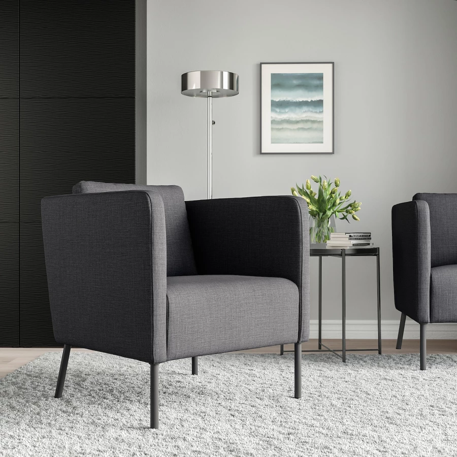 Кресло - IKEA EKERÖ/EKERO, 70х73х75 см, серый/черный, ЭКЕРЁ ИКЕА (изображение №2)