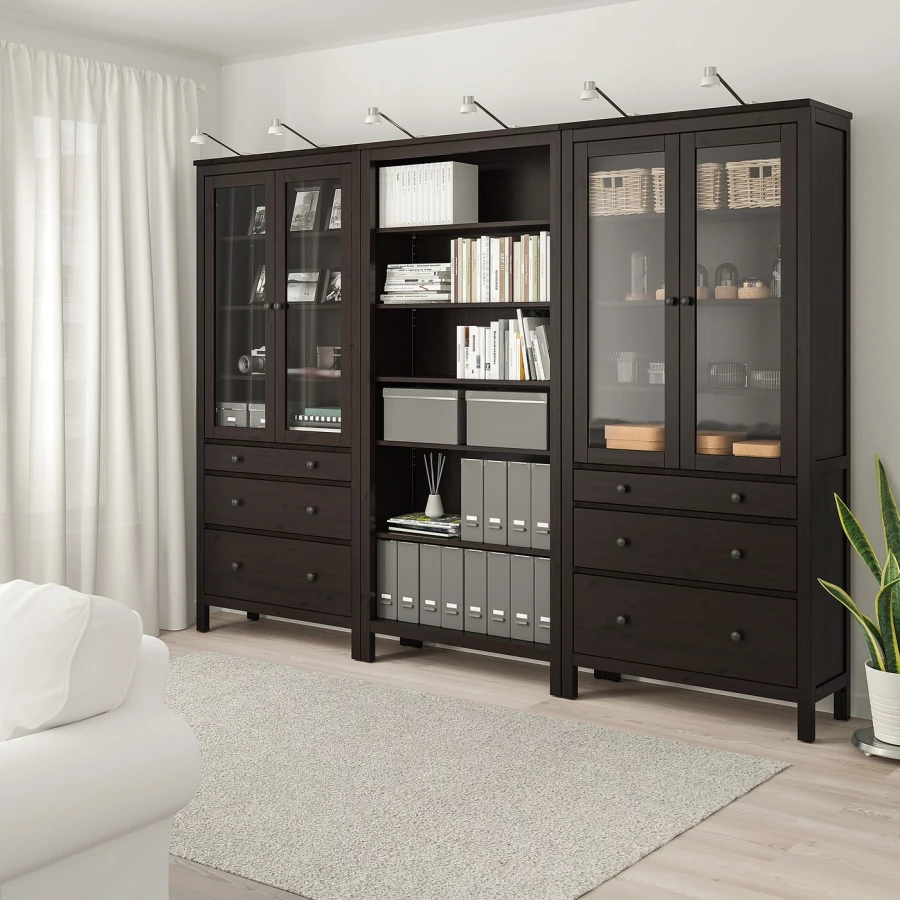 Комбинация для хранения - IKEA HEMNES, 270х37х197 см, черно-коричневый, ХЕМНЭС ИКЕА (изображение №2)