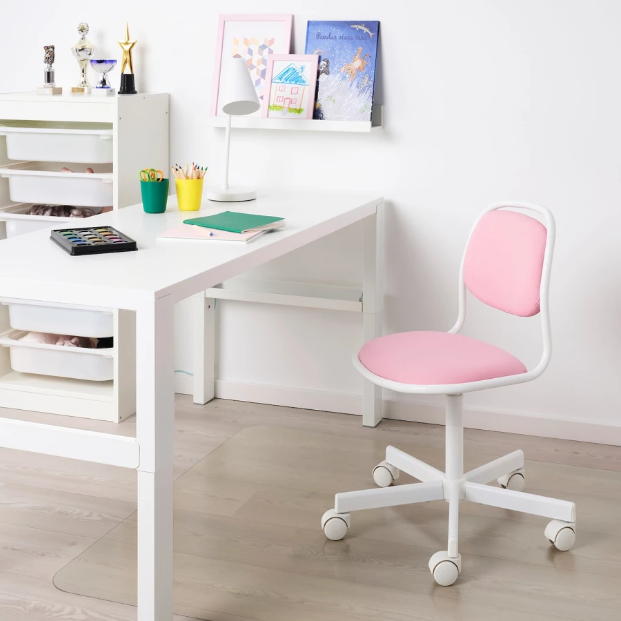Кресло детское - IKEA ÖRFJÄLL/ORFJALL, 83х53 см, белый/розовый, ИКЕА (изображение №2)