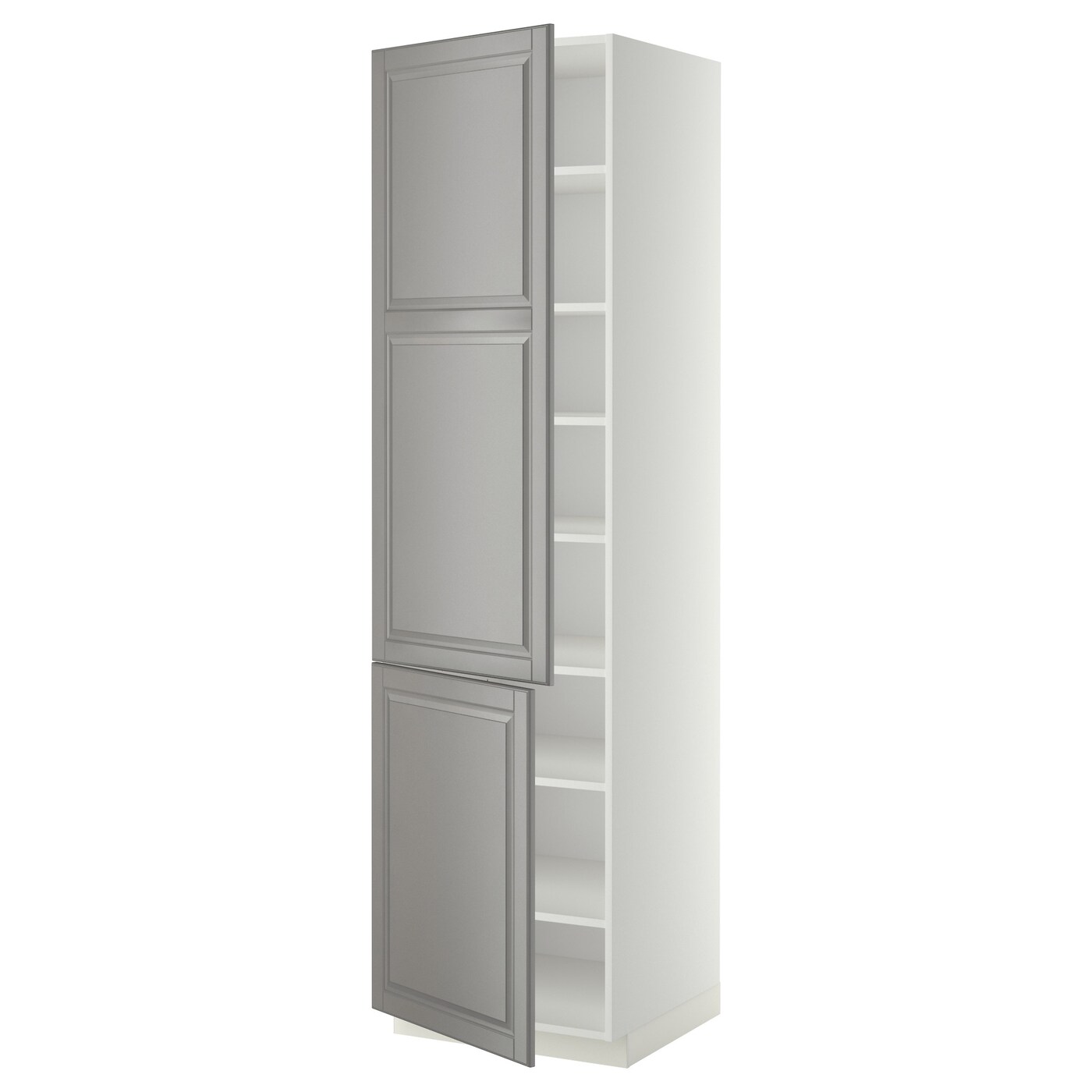 Высокий кухонный шкаф с полками - IKEA METOD/МЕТОД ИКЕА, 220х60х60 см, белый/серый