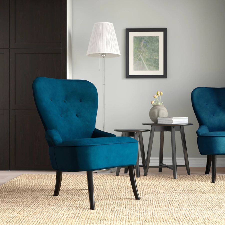 Кресло с подголовником - IKEA REMSTA, 60х72х88 см, синий,  РЕМСТА ИКЕА (изображение №2)