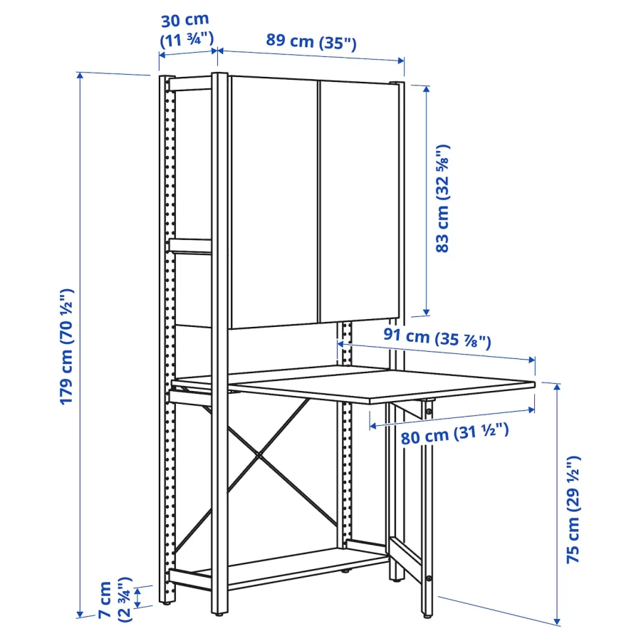 Шкаф со складным столом - IKEA IVAR, 89х30х179 см, сосна, ИВАР ИКЕА (изображение №3)