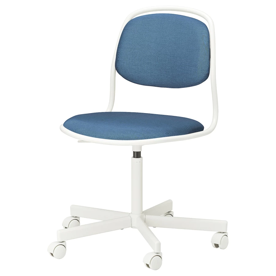Вращающееся кресло - IKEA ÖRFJÄLL/ORFJALL/ОРФЬЕЛЛЬ ИКЕА, 68х68х94 см, белый/синий (изображение №1)