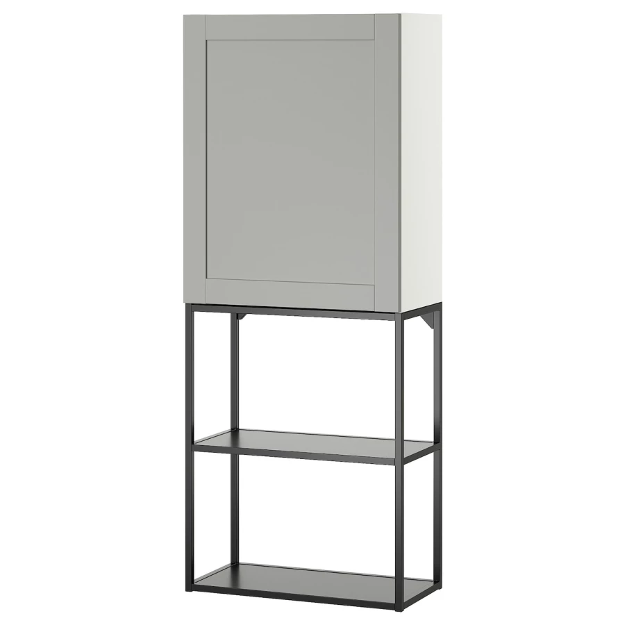 Навесной шкаф - ENHET IKEA/ ЭНХЕТ ИКЕА,   60x32x150 см, черный/серый (изображение №1)