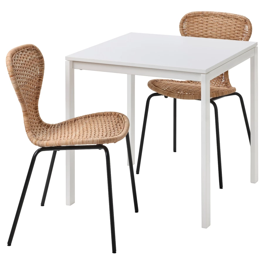 Кухонный стол - MELLTORP/ÄLVSTA IKEA/ МЕЛЛЬТОРП /АЛЬВСТА ИКЕА, 75х75 см, белый/бежевый (изображение №1)