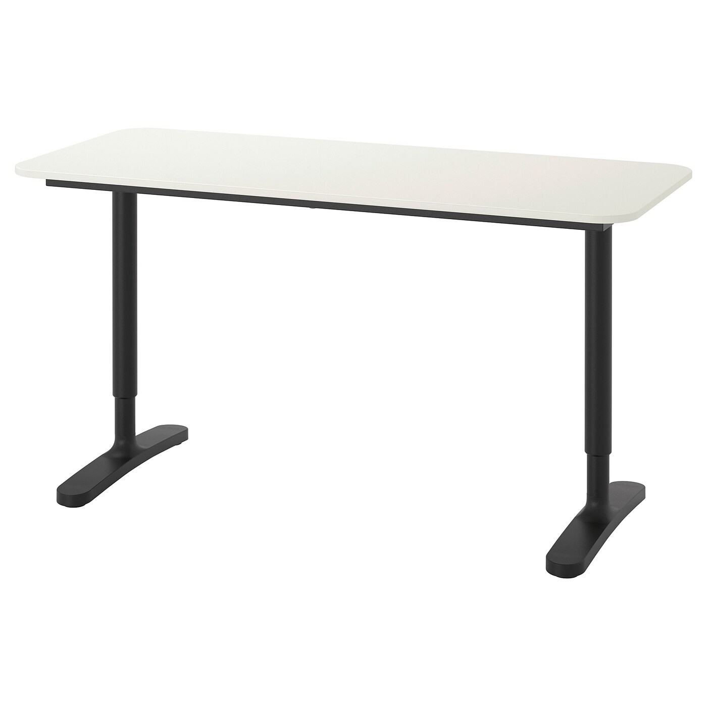 Письменный стол - IKEA BEKANT, 140х60х65-85 см, белый/черный, БЕКАНТ ИКЕА