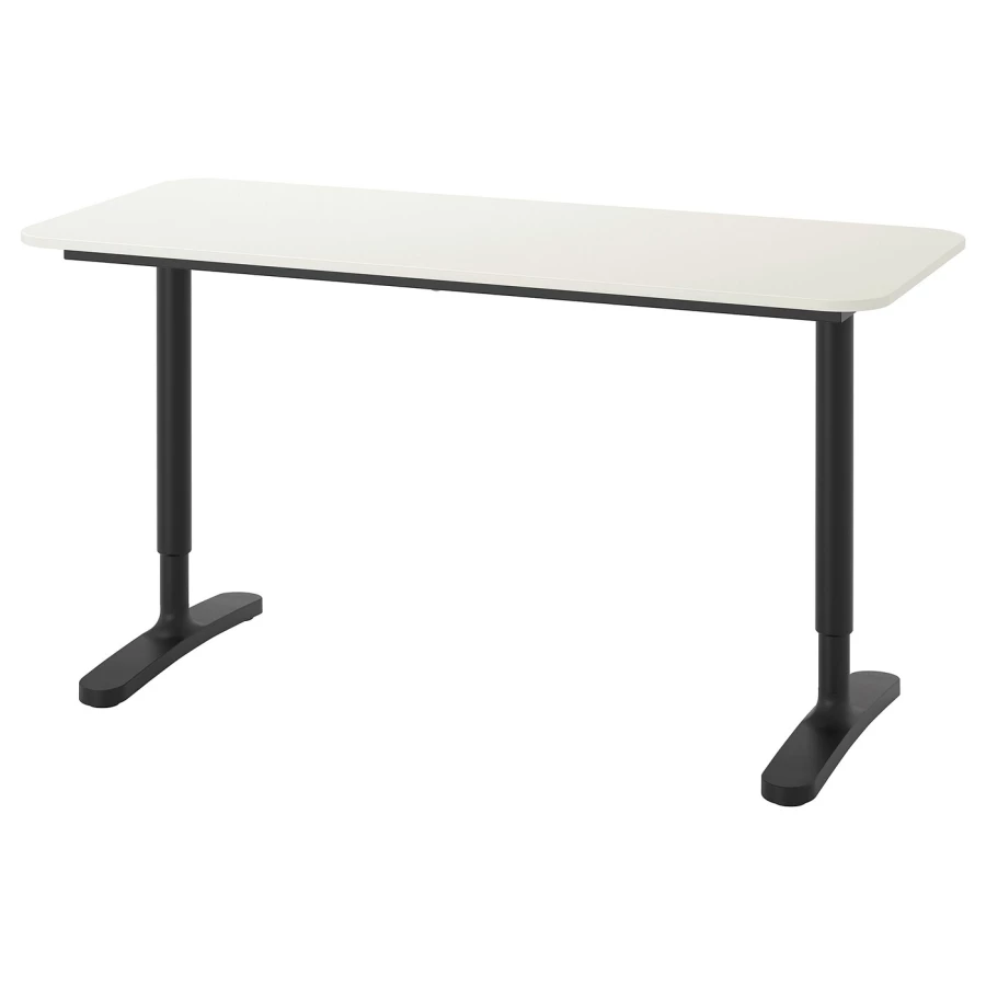 Письменный стол - IKEA BEKANT, 140х60х65-85 см, белый/черный, БЕКАНТ ИКЕА (изображение №1)