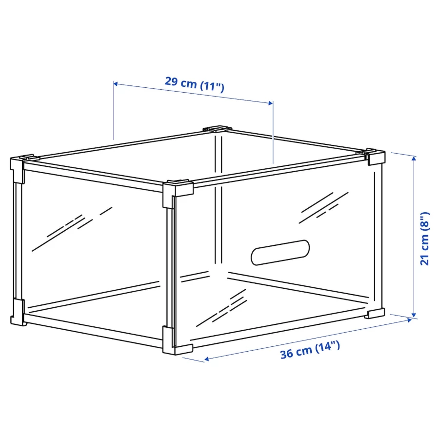 Коробка для обуви - SKUFFEN IKEA/СКУФФЕН ИКЕА 36х29х21 см, черный/стекло (изображение №7)