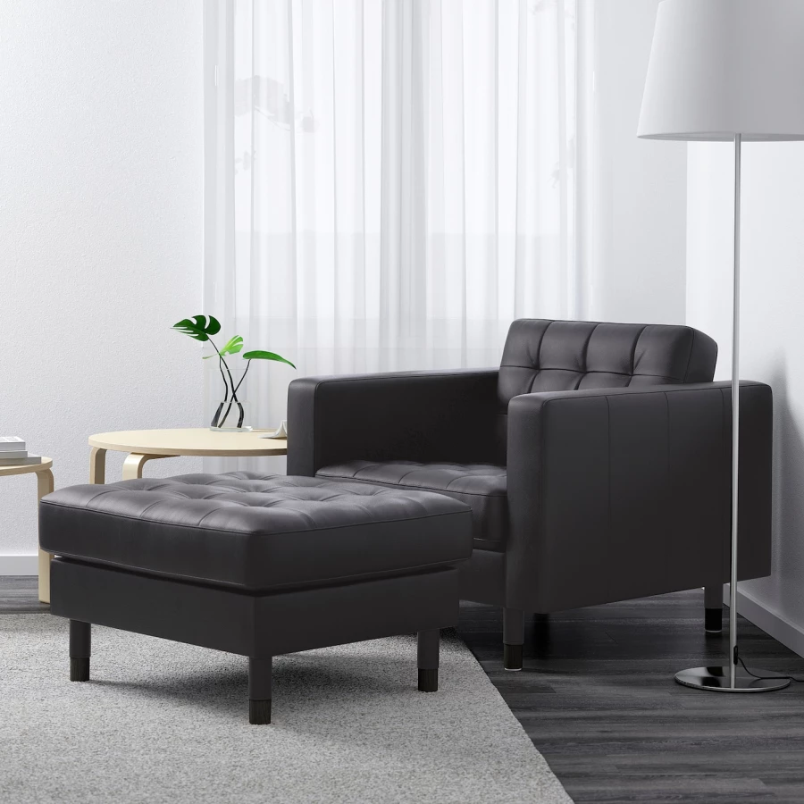 Кресло - IKEA LANDSKRONA, 89х89х78 см, черный, ЛАНДСКРУНА ИКЕА (изображение №2)